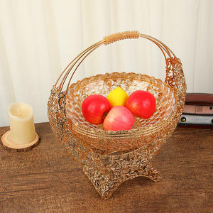 Assiette de fruits creuse en or de luxe léger européen Snack créatif Corbeille de fruits secs à main - Product Image 2