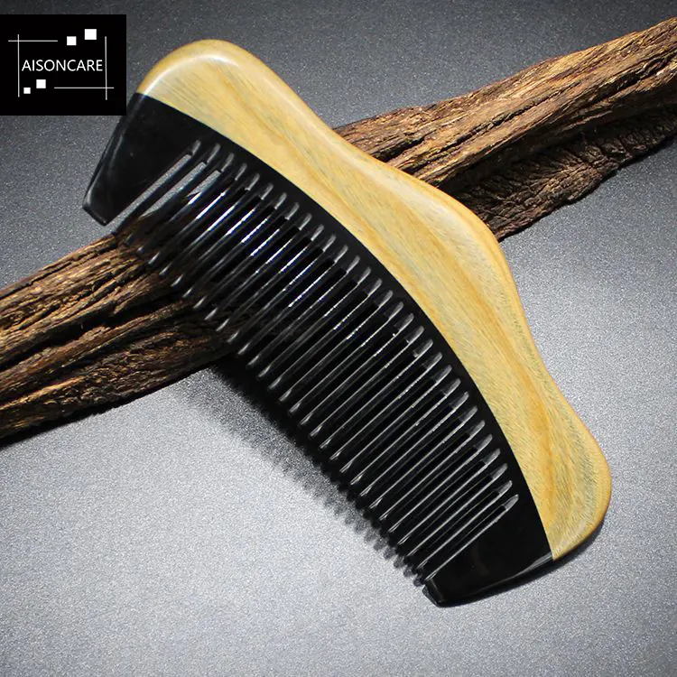 Hochwertige Sandelholz und Wasser Büffelhorn Schnurrbart Kämme Holz Bart Haarkamm