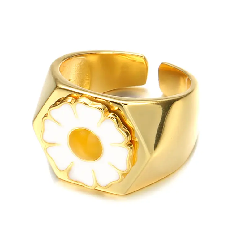 Summer Fashion New Daisy Adjustable Rings Brass Gold Engagement Rings Sweet Tulip Alloy Knuckle Ring