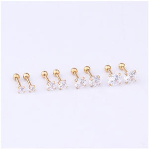 Pendientes de tuerca con diamantes de imitación para mujer/<span class=keywords><strong>hombre</strong></span>, cartílago del trago, piercing de lóbulo estándar, regalo de joyería - Product Image 1