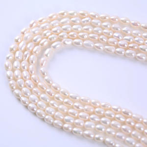 Promotion de perles d'eau douce de forme de riz blanc de 5-6 mm, naturelles, pour collier et bracelet DIY, vente en gros à Zhuji - Product Image 2