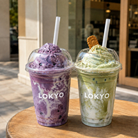 LOKYO Vente en gros de gobelets en plastique pour bubble tea de 24 oz, design personnalisé, gobelets en plastique jetables pour milkshake, crème glacée, thé au lait de 16 oz avec couvercles