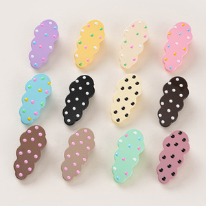 Élégante pince à cheveux coréenne en résine pour enfants, motif nuage à pois, pince à cheveux latérale colorée BB, accessoires pour étudiantes et jeunes filles - Product Image 1