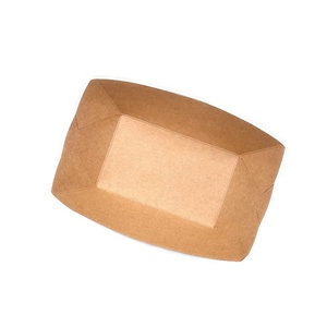 Côtelettes de <span class=keywords><strong>poulet</strong></span> frites jetables en papier Kraft, aliments pour frites, salade de fruits, plateau ouvert résistant à l'huile, bateau en papier - Product Image 3