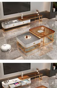 Trung Quốc nhà máy phòng khách sắt nghệ thuật Bàn cà phê Vàng Bàn cà phê vuông kính hiện đại Bàn cà phê - Product Image 2