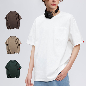 T-shirt décontracté KingSen surdimensionné 100 % coton à manches courtes pour homme avec poche, coupe ample, idéal pour le style urbain - Product Image 1