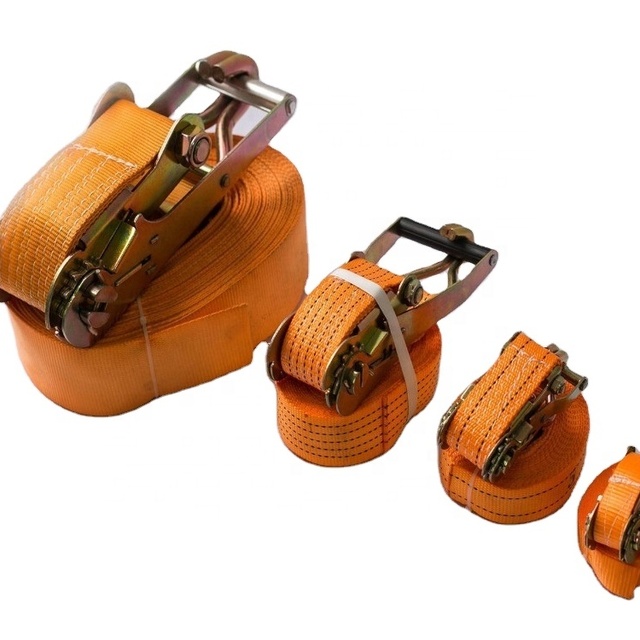 Wholesale High Quality 1.5/2/3/5/10TON*4-12M Trailer Strap Polyester Belt Ratchet Rubber Tie Down Strap Cargo Lashing Straps Rat