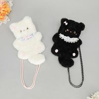 Sac bandoulière en peluche chat noir et blanc, sac à bandoulière mignon Y2K style japonais Lolita Anime, mini sac à main Kawaii pour filles