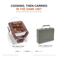 Barbecue pliable de type mallette, couleur anthracite (RAL), personnalisable avec votre logo, idéal pour le camping et la terrasse