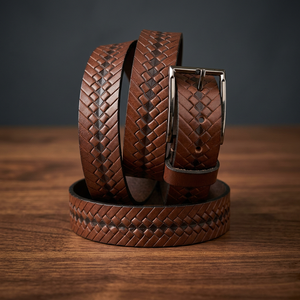 Ceinture pour homme en cuir véritable, boucle à ardillon, écologique, robuste, largeur 3,8 cm, style vintage, personnalisable OEM ODM, dernière collection - Product Image 1