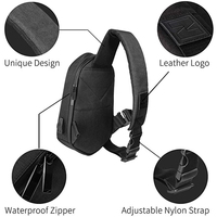Tas Selempang EVA Hard Shell |   Tas Selempang Dada Pria Anti Air Berkualitas Tinggi dengan Pengisian Daya USB, Dapat Disesuaikan, Multi-Warna, Penutup Ritsleting