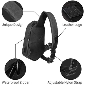 Túi đeo chéo nam chống nước, vỏ cứng đa giác thời trang, tích hợp sạc USB - Product Image 5