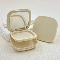 Boîte à fard à joues en poudre circulaire personnalisée Conteneur en plastique à rabat Matériaux d'emballage pour cosmétiques avec miroir Diamètre intérieur 58mm