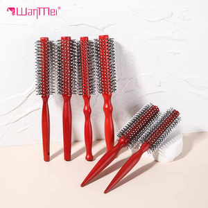 WANMEI Brand <strong>Hair</strong> Curling Comb Straight Roller Comb High-Temperature Resistant <strong>Hair</strong> <strong>Styling</strong> Lotus Wood Round <strong>Hair</strong> Brush - Product Image 1
