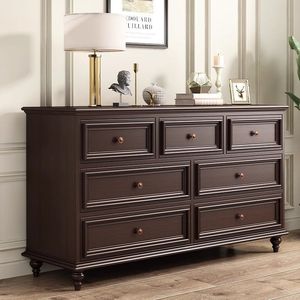 American Style Solid Wood Dresser With <b>Mirror</b> Five Drawer Chest Bedroom Storage Furniture - Product Image 4