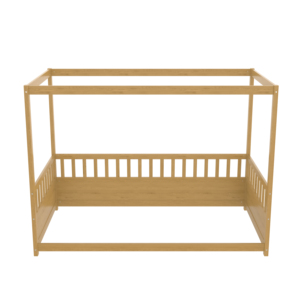 Letto a baldacchino Montessori in legno a una piazza e mezza con sponde di sicurezza, struttura letto a quattro montanti <span class=keywords><strong>per</strong></span> <span class=keywords><strong>cameretta</strong></span> bambini e bambine - Product Image 1