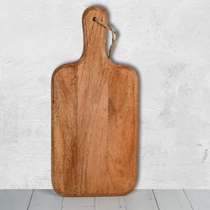 Tagliere in Legno di Acacia con Manico, Blocco da Taglio Rotondo per Piano di Lavoro, Vassoio per Formaggi, Carne e Pane - Product Image 5