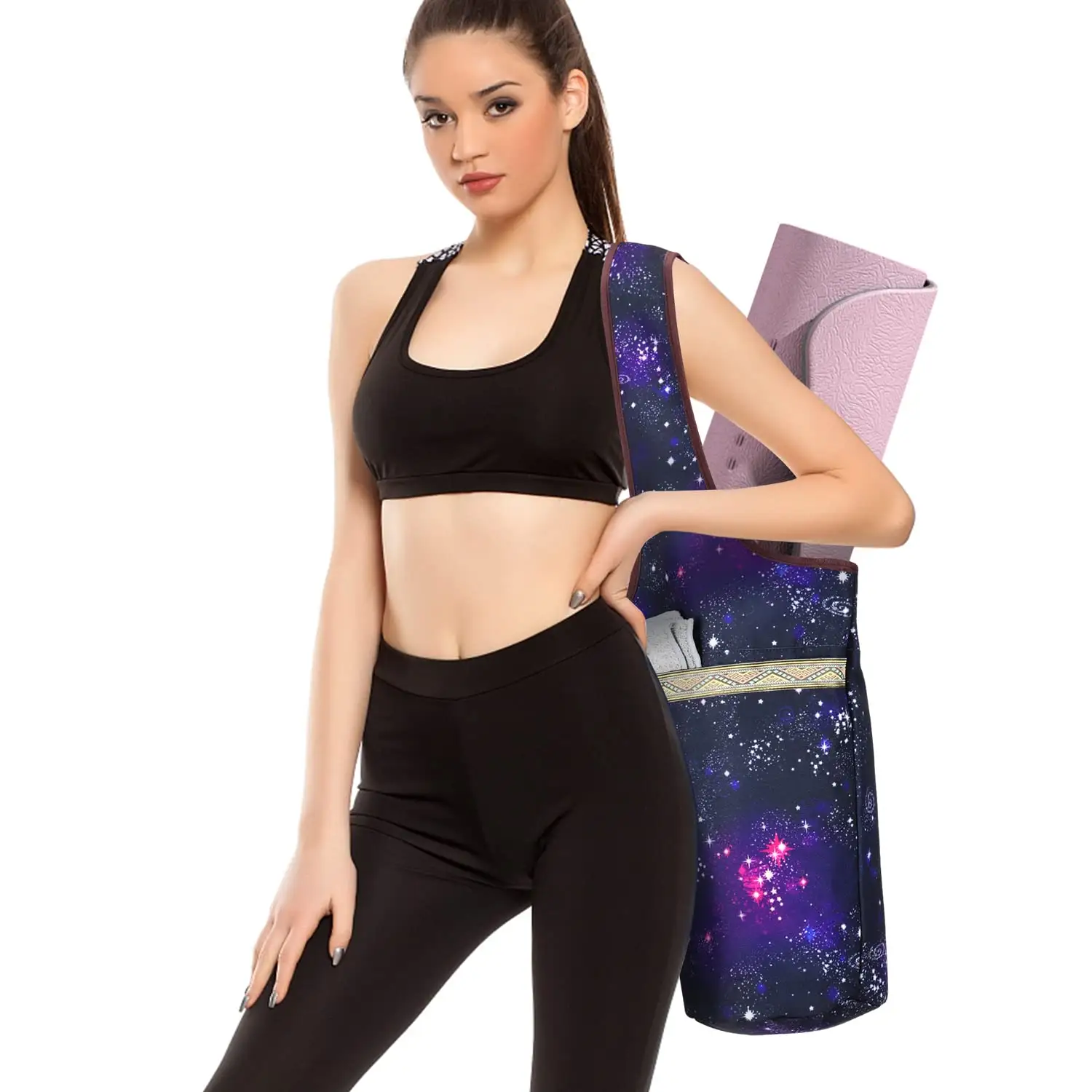100% Organic Eco-Friendly Cotton Carry Canvas Gym Yoga Mat Bag with Custom Logo Wholesale Yoga Mat Bags