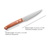 Couteau utilitaire de 4.3 pouces à lame en acier inoxydable à haute teneur en carbone couteau de cuisine tout usage avec manche en palissandre