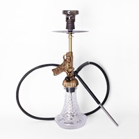 Set Hookah Bentuk Pistol dengan Batang Logam Berukir Desert Eagle, Vas Kaca Kristal, Shisha Narguile untuk Dekorasi Bar Lounge