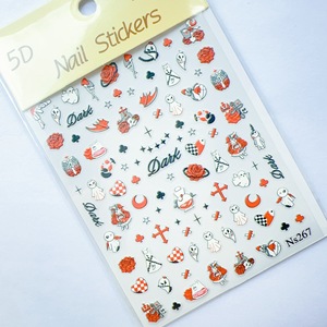 สติ๊กเกอร์ติดเล็บฮาโลวีน 5D ลายกะโหลกผีฟักทองโบว์  แบบติดเองสำหรับตกแต่งเล็บ - Product Image 5