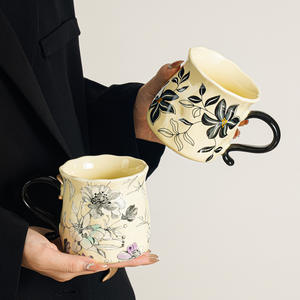 Taza de Cerámica con Diseño Floral de Estilo <span class=keywords><strong>Antiguo</strong></span>, para Agua, Café, Hogar u Oficina - Product Image 3