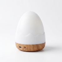 Veilleuse rechargeable en forme d'œuf, lampe de table portable RGB avec base en bois, lumière d'ambiance LED à commande tactile pour bureau