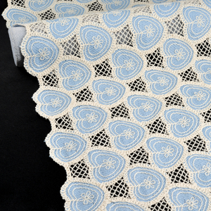 Tissu en dentelle jacquard en maille <span class=keywords><strong>crochet</strong></span>ée soluble dans l'eau en coton/polyester pour robes de plage et élégantes pour filles - Product Image 1