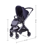 Poussette bébé de haute qualité à quatre roues, roues en PU amortissantes, pliable, cadre en alliage d'aluminium noir pour nouveau-nés Baypie BP168