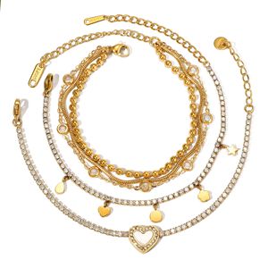 สร้อยข้อมือสแตนเลสเซอร์โคเนียรูปหัวใจ เครื่องประดับผู้หญิงสุดหรู ของขวัญแฟชั่น จี้ดีไซน์เรขาคณิต - Product Image 5