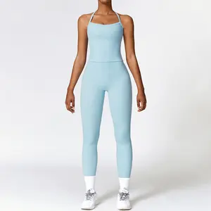 2023 Newest Design Women's Custom Logo Athletic Gym Wear Padded Tank Top and Legging Gym Yoga Workout Sets