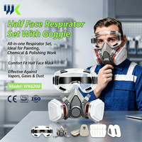 Ensemble complet de demi-masque respiratoire avec lunettes de protection et filtre, adapté à la peinture au pistolet, au soudage et aux travaux industriels