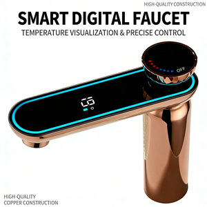 Grifo Mezclador de Lavabo de Baño de Diseño Moderno, de Cerámica, con un Solo Orificio, Color Oro Rosa, Montaje en Cubierta, Personalizado y Contemporáneo - Product Image 5