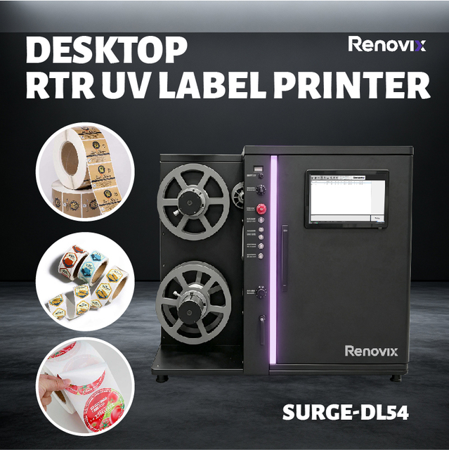 Renovix Desktop UV Label Printer CMYK Digital Inkjet Machine with Variable Data Printing & Eco-Friendly Ink for Stickers