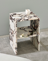 Table d'appoint moderne en marbre blanc Calacatta Viola, pierre naturelle BOTON STONE, luxe moderne