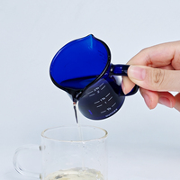 Gelas Ukur Kaca Borosilikat Biru 70ml / 2.37oz Mini Pitcher Espresso Shot Creamer Syrup Small Server Kitchen Bar