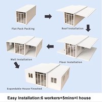 Contenedor Móvil Expandible de 20 pies, Impermeable y Transpirable, Listo para Enviar, con 2 o 3 Dormitorios, Cocina, Sala de Estar, Diseño Moderno y Panel Sándwich