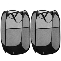 Rustark Lot de 2 paniers à linge pliables en maille rouge, légers, durables, peu encombrants, avec poignées, pour chambre, dortoir, voyage et rangement