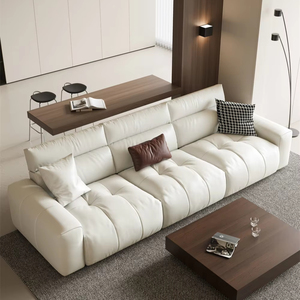 Divano Sezionale Mufang di Lusso Moderno in Vera Pelle Bianca di Alta Qualità, Set <span class=keywords><strong>Arredamento</strong></span> Eco-Friendly per Soggiorno Villa - Product Image 1