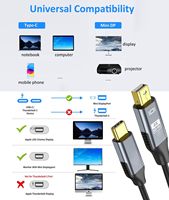 Câble USB C vers Mini DP 4K60Hz, adaptateur Type-C vers Mini DP, câble tressé avec coque en aluminium pour moniteur et ordinateur portable