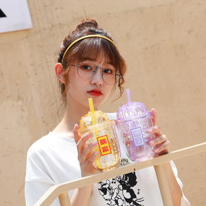 Yafchi Reusable Plastic Drinkware 400Ml With Straw For Students Gift - Product Image 2