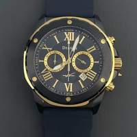 Montre de sport de luxe pour hommes, bicolore, noir et or, chronographe, multi-calendrier, aiguilles lumineuses, étanche à 100M, bracelet en caoutchouc