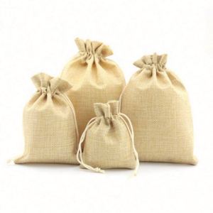 Sac en lin vierge avec cordon de serrage, imprimé avec logo personnalisé, vente en gros, sac promotionnel, sac cadeau, pochette de rangement - Product Image 6