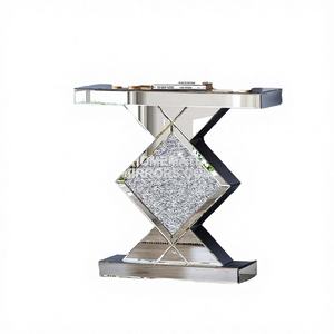 Table console contemporaine en verre miroir avec diamants écrasés pour salon et villa - Product Image 3
