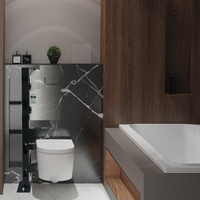Ensembles de salle de bain modernes SH002G en plastique ABS avec cadre en acier inoxydable, chasse d'eau double, réservoir encastré