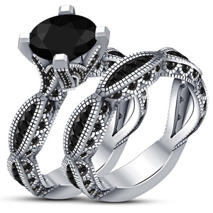 Anello Vintage a Doppio Strato con Pietra Nera per Donne, Elegante Gioiello da Dito Impilabile alla Moda - Product Image 1