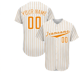 Camiseta de Béisbol Personalizada Unisex Blanca con Rayas Azules, Manga Corta, Transpirable, con Botones al Frente, Nombre del Equipo 00 Impreso, Verano, Ecológica - Product Image 6
