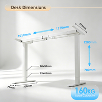 Bureau Ergonomique à Hauteur Réglable avec Double Moteur, Capacité de Charge de 160 kg, pour Table de Bureau