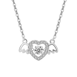 925 plata esterlina latiendo corazón Ángel collar estilo coreano ala colgante circón diamante moda platino chica regalos de cumpleaños - Product Image 1