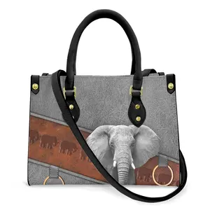 Wholesale Custom Logo Elephant Design Handbags Wholesale Animal 3d Print Logo Tote Bag Print On Demand Ladies Bags Handbag 2022
